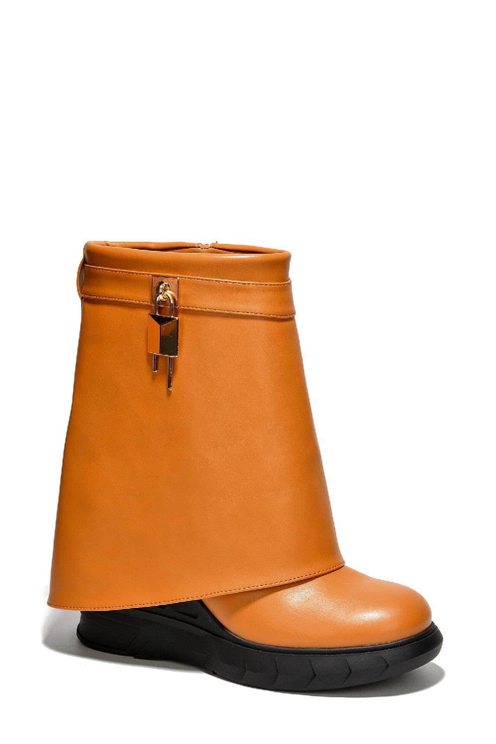 Cape Robbin Morae Round Toe Fold-Over Platform Boots - Tan