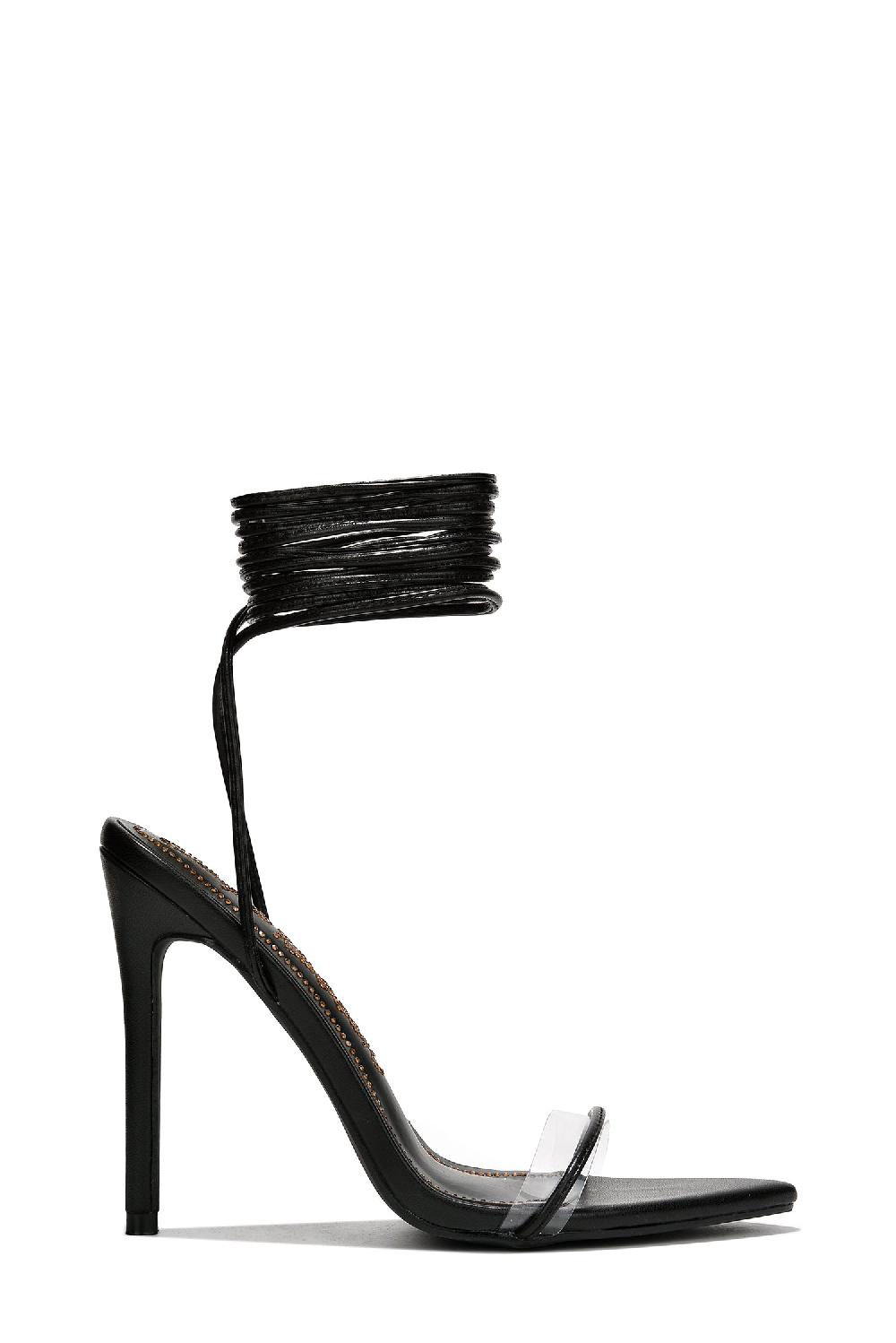 Cape Robbin Moroni Pointy Toe Strappy Skinny High Heels - Black