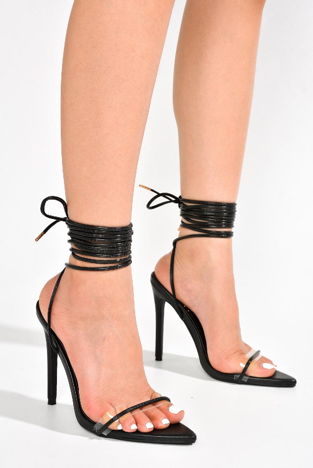 Cape Robbin Moroni Pointy Toe Strappy Skinny High Heels - Black