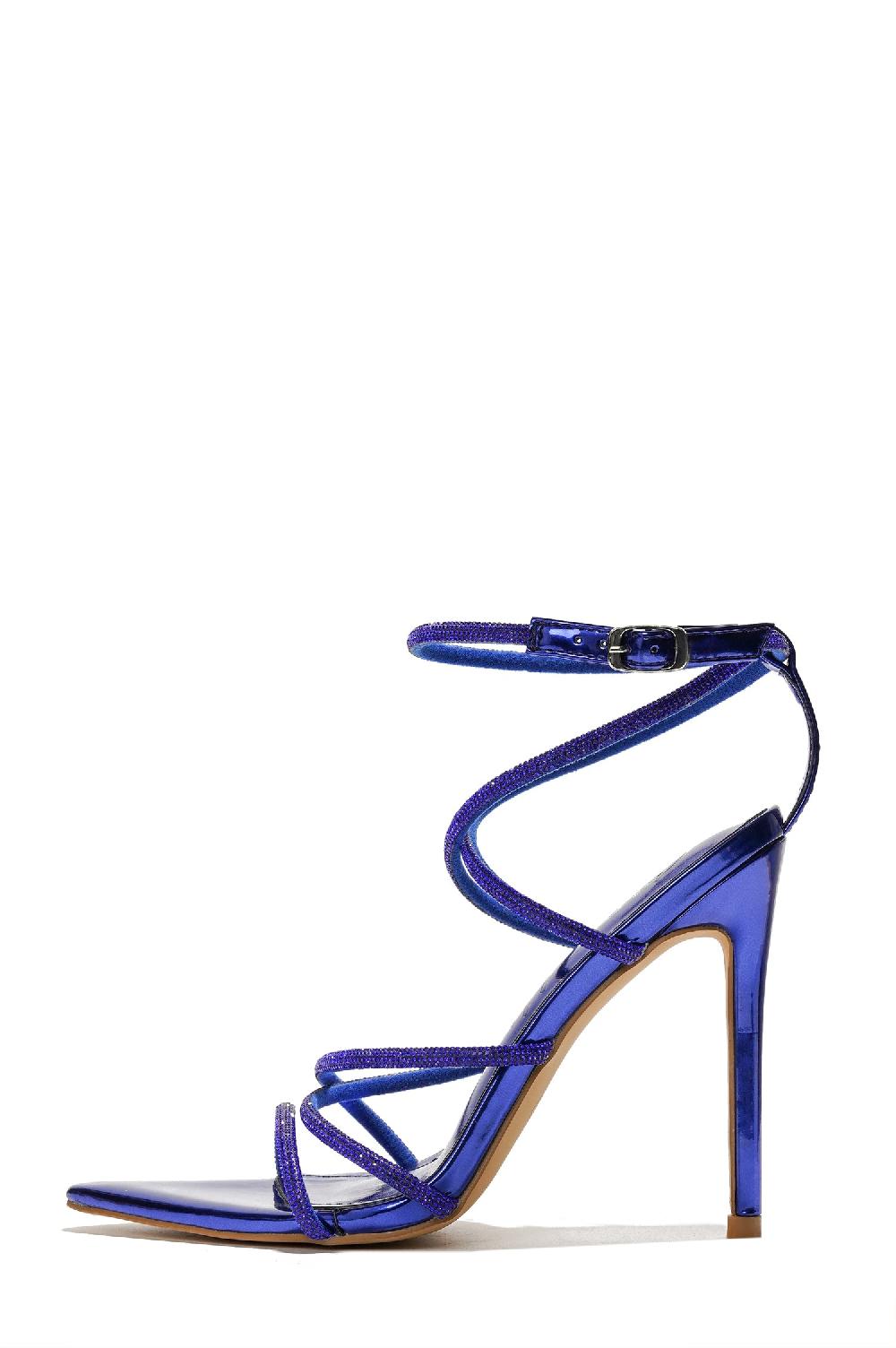 Cape Robbin Nettle Rhinestone Strappy Stiletto Heels - Blue