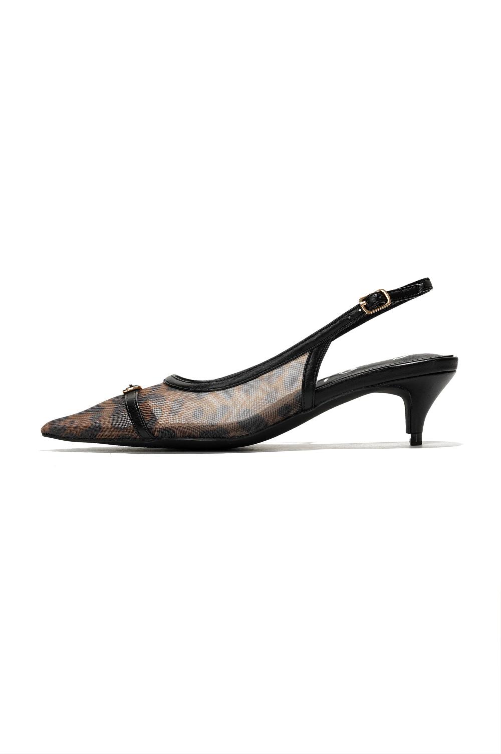 Cape Robbin Ninnetta Mesh Slingback Kitten Heels - Black