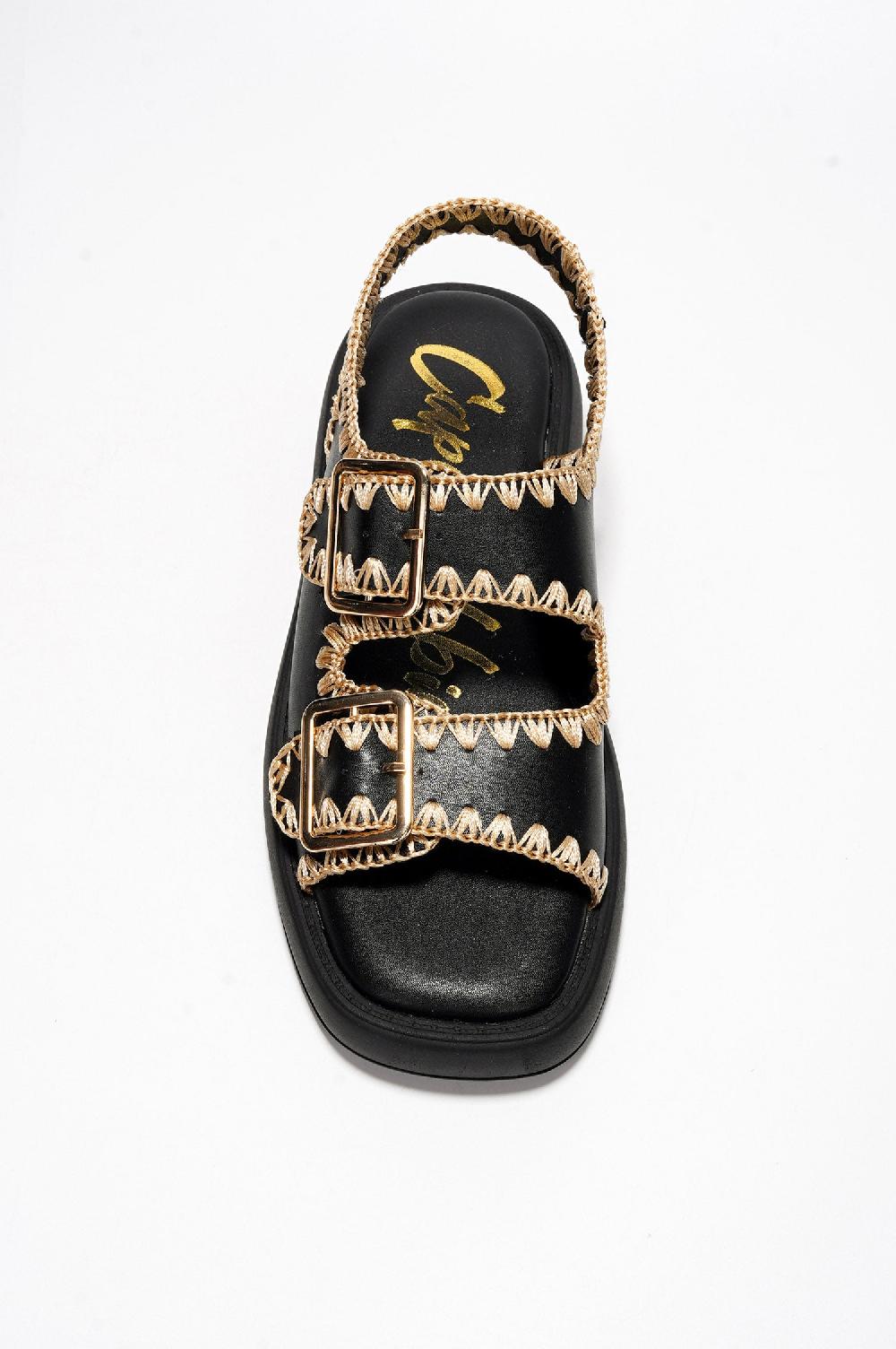 Cape Robbin Ofilia Sling Back Open Toe Buckle Sandals - Black