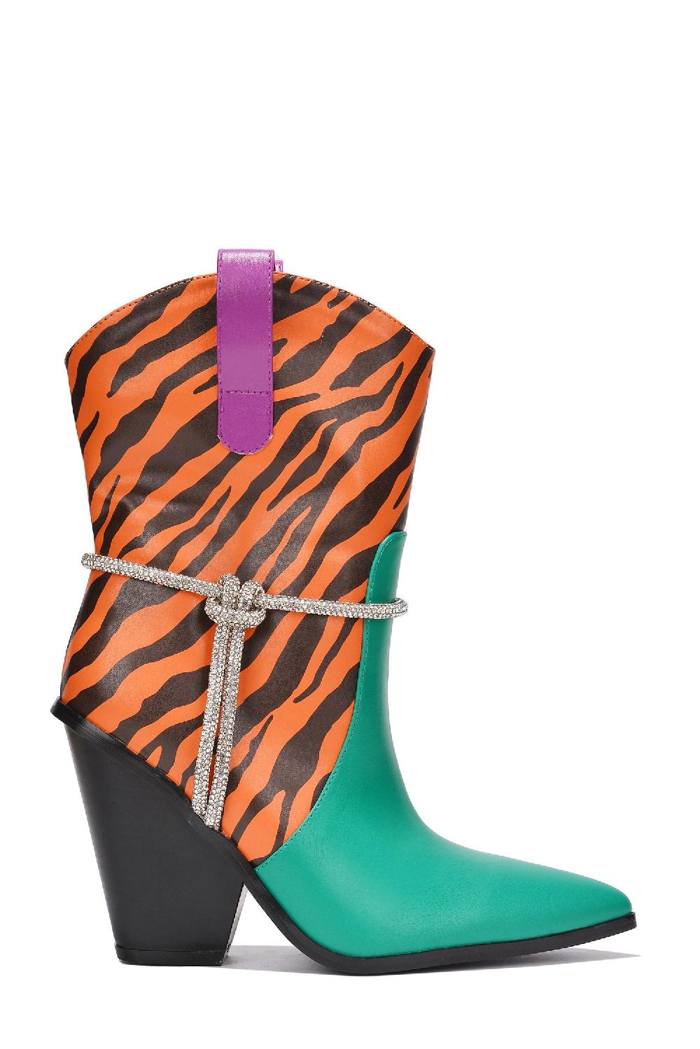 Cape Robbin Omeya Rhinestone Rope Block Heel Cowboy Boots - Multi