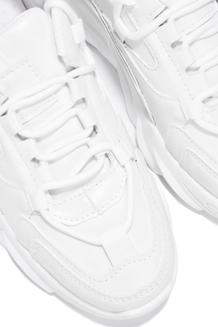 Cape Robbin Preeti Round Toe Chunky Lug Low Cut Sneakers - White