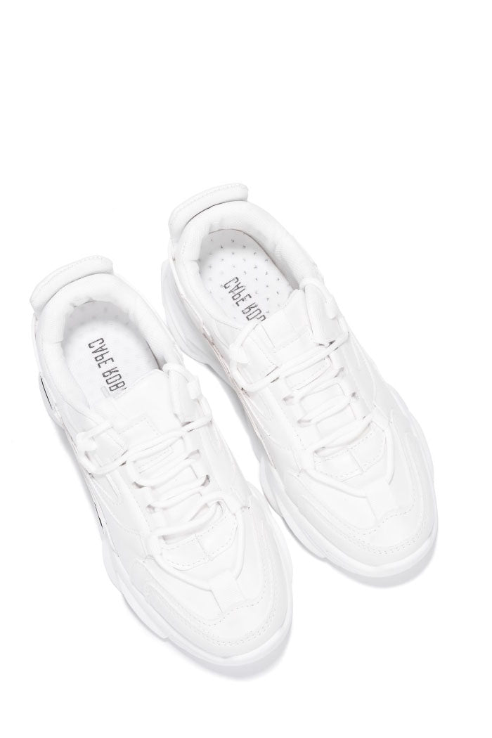 Cape Robbin Preeti Round Toe Chunky Lug Low Cut Sneakers - White