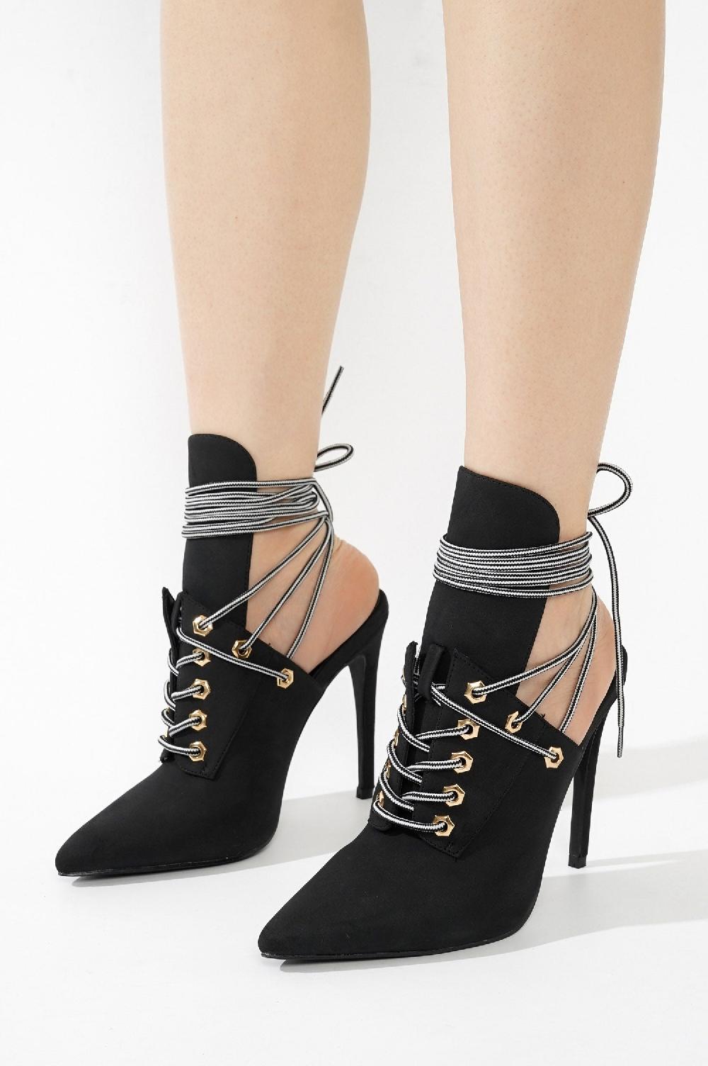 Cape Robbin Raphaela Lace-up Chic Stiletto Heels - Black