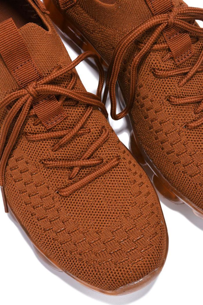 Cape Robbin Roast Sneakers Stylish Knit Casual Footwear - Brown