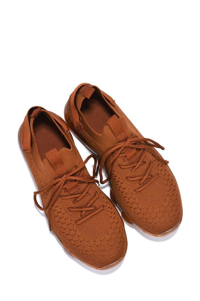 Cape Robbin Roast Sneakers Stylish Knit Casual Footwear - Brown