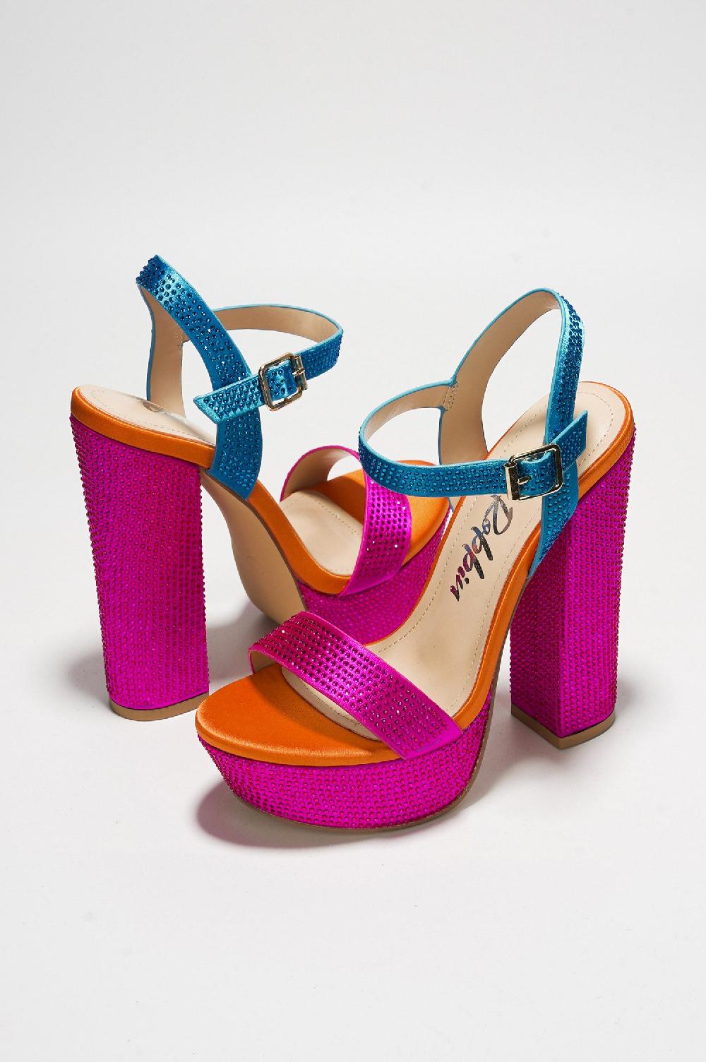 Cape Robbin Rosss Rhinestone Print Platform Heels - Multi