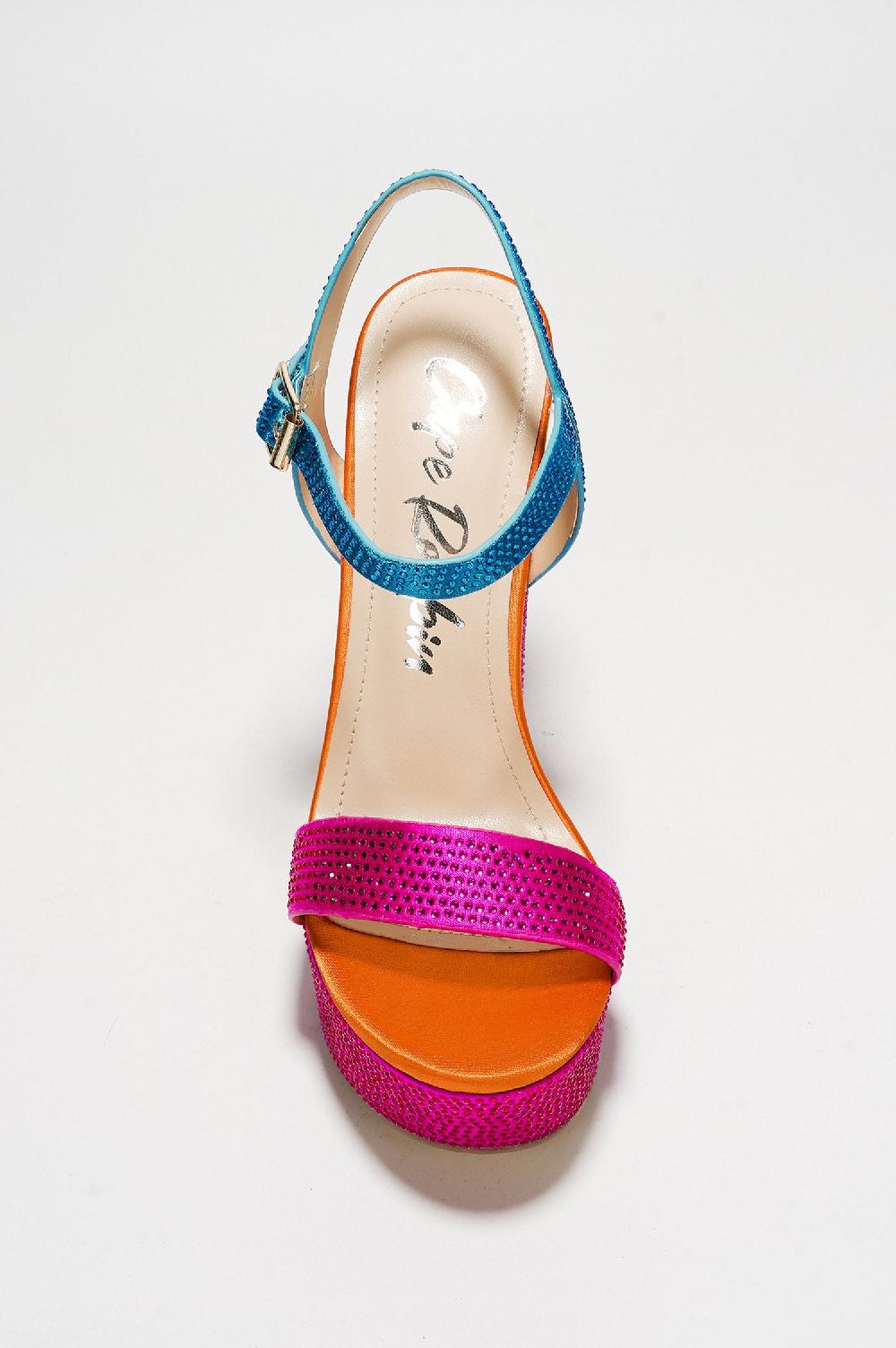 Cape Robbin Rosss Rhinestone Print Platform Heels - Multi