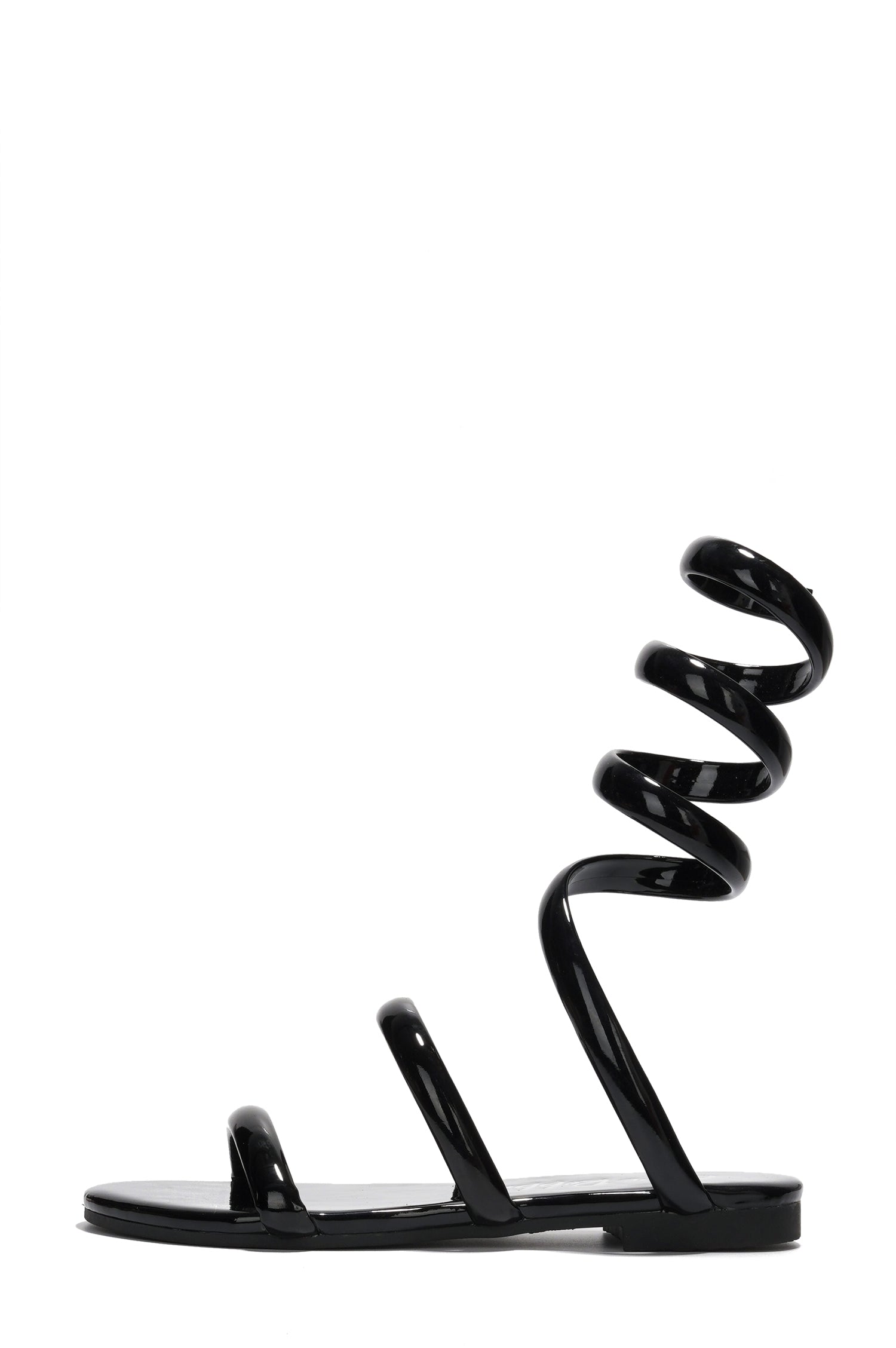 Cape Robbin Rozele Wraparound Metallic Finish Flat Sandals - Black