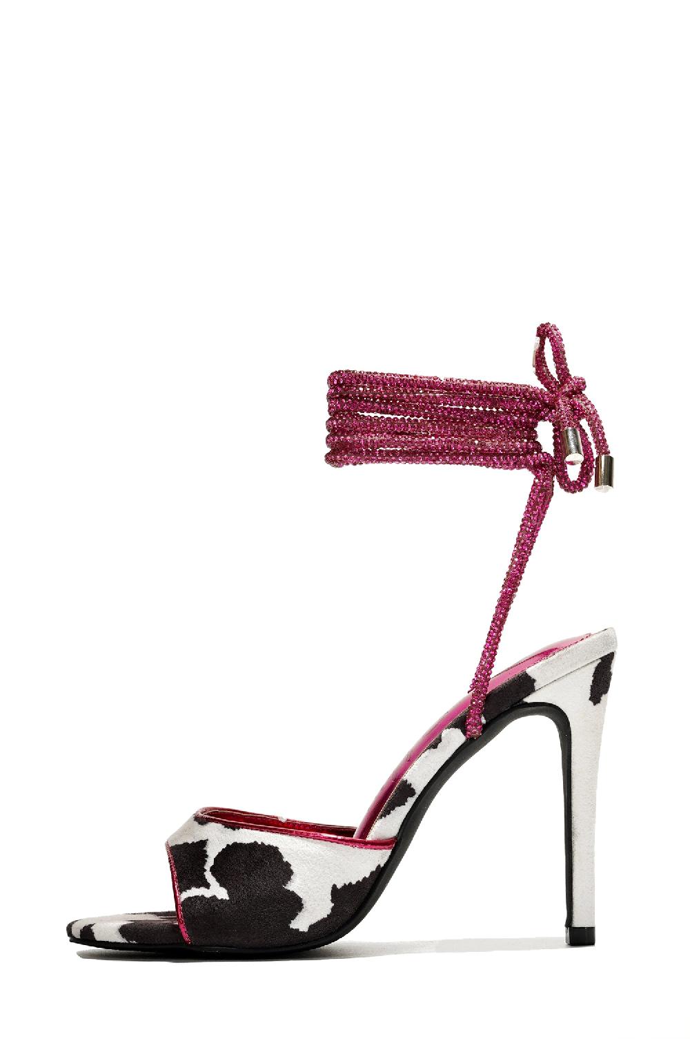 Cape Robbin Sarajane Animal Print Strappy Stiletto Heels - Cow
