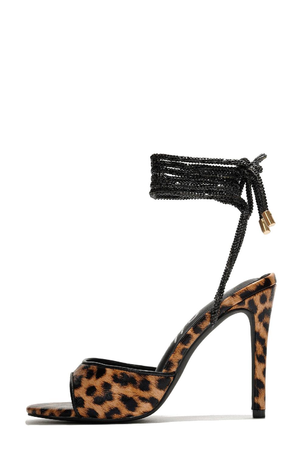 Cape Robbin Sarajane Animal Print Strappy Stiletto Heels - Leopard