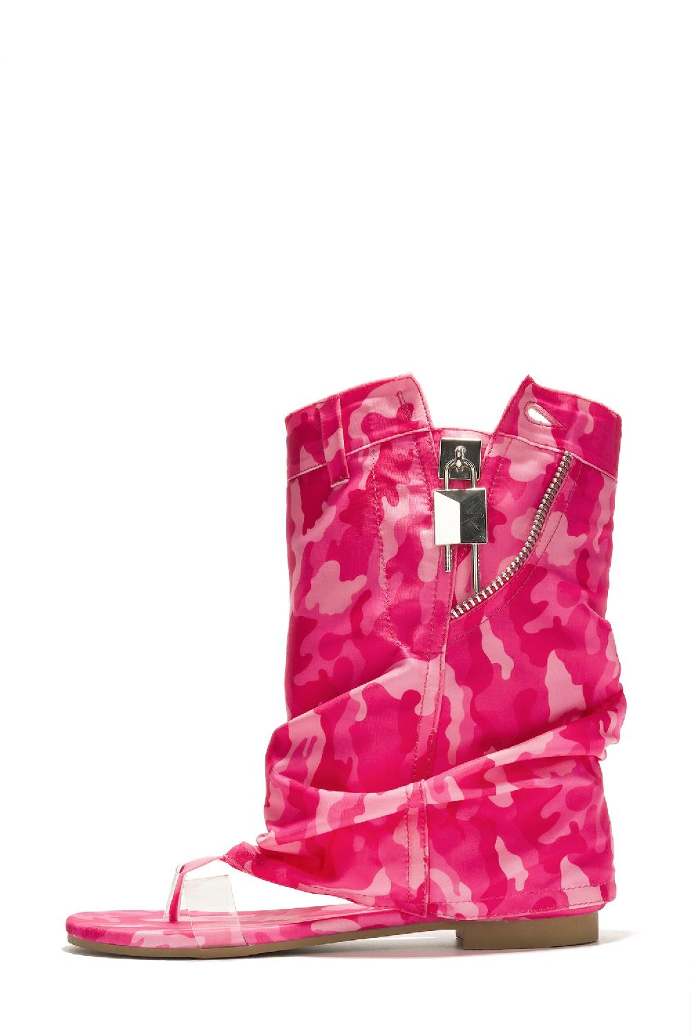 Cape Robbin Sari Slouchy Sandals With Zipper Detail - Pink