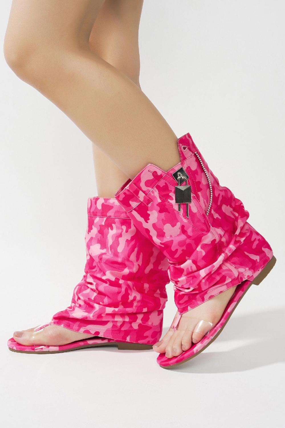 Cape Robbin Sari Slouchy Sandals With Zipper Detail - Pink