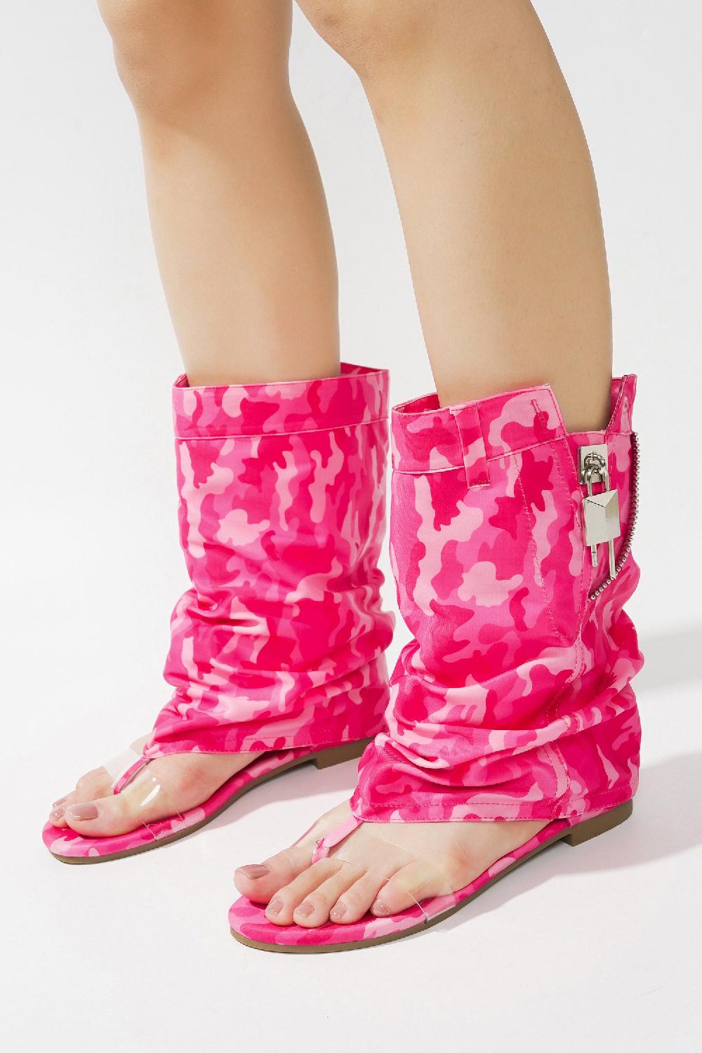 Cape Robbin Sari Slouchy Sandals With Zipper Detail - Pink