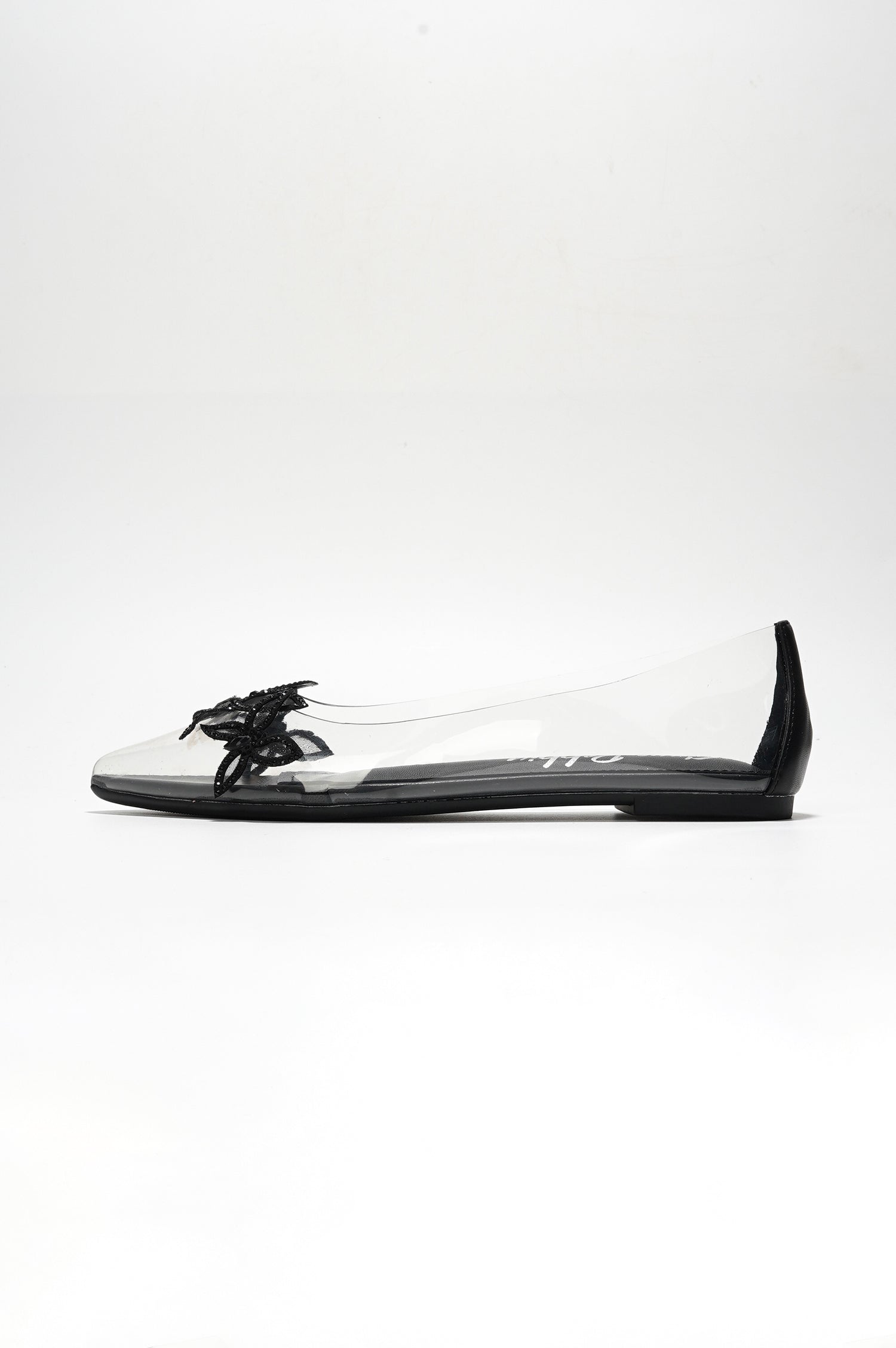 Cape Robbin Theressa Rhinestone Butterfly Clear Upper Flats - Black