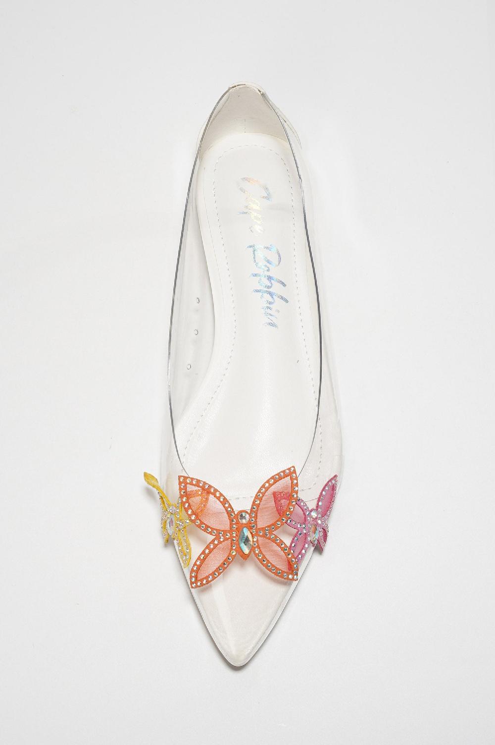 Cape Robbin Theressa Rhinestone Butterfly Clear Upper Flats - Multi