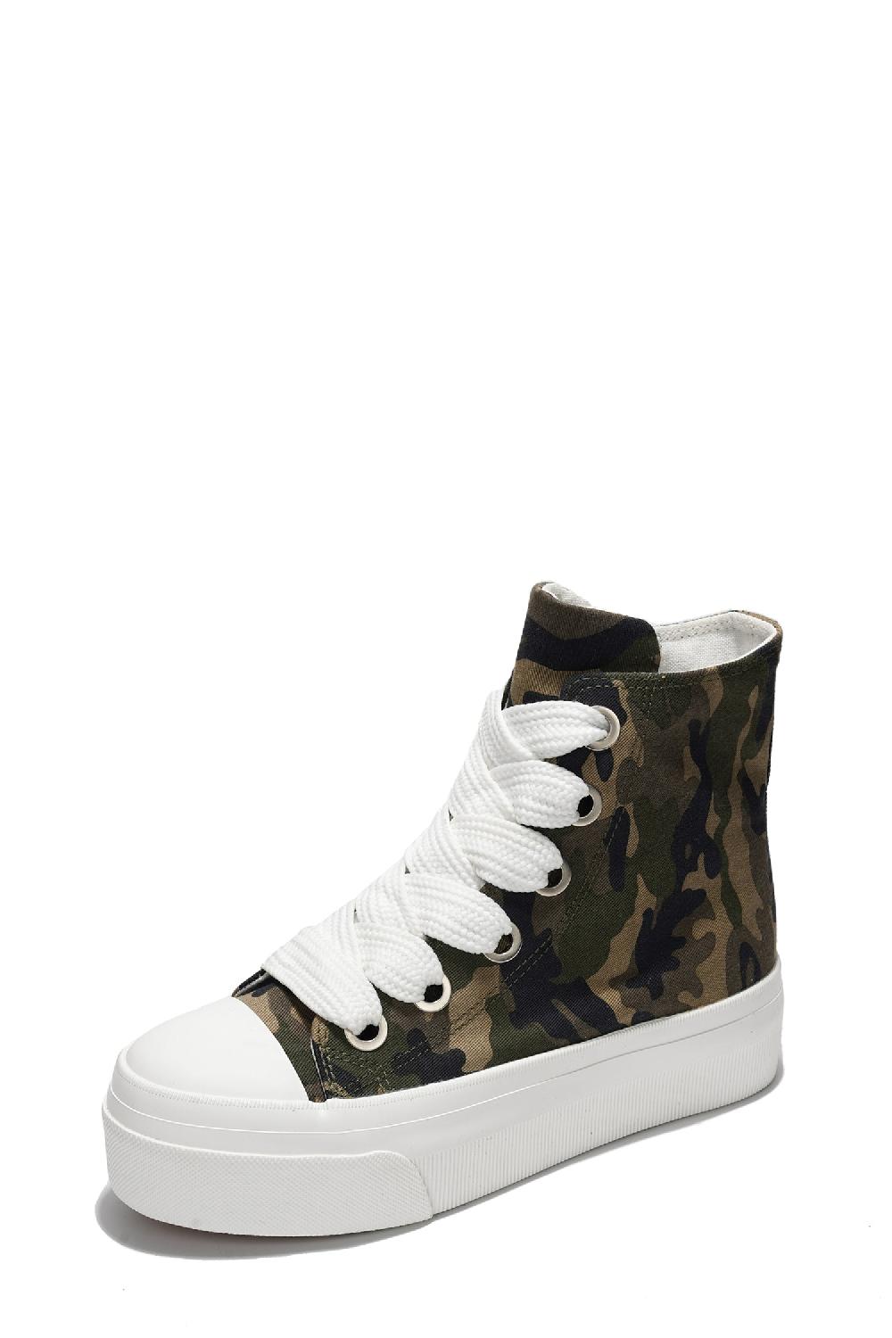 Cape Robbin Zitella High-top Thick Lace Canvas Sneaker - Camoufluage - Camouflage