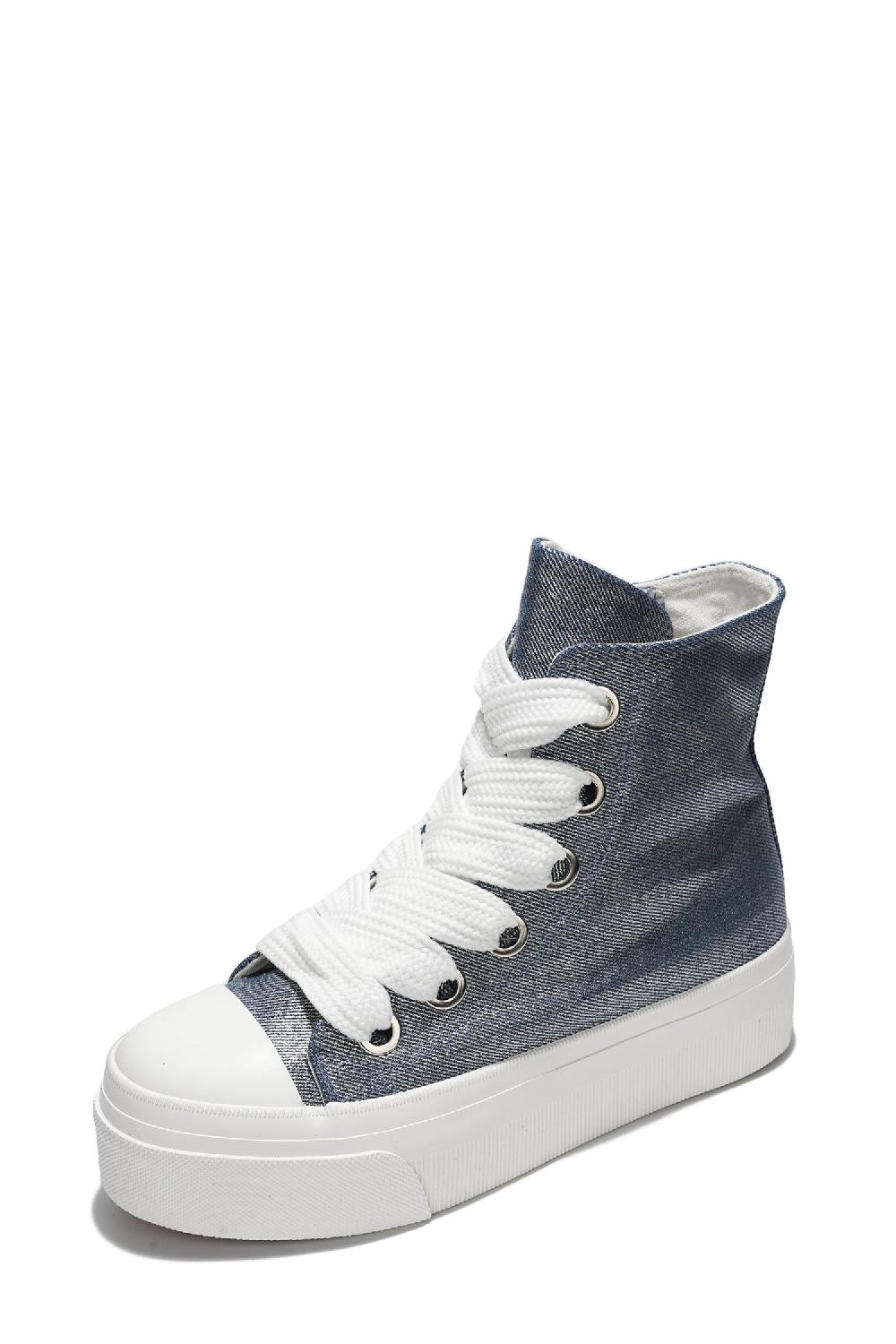 Cape Robbin Zitella High-top Thick Lace Canvas Sneaker - Denim