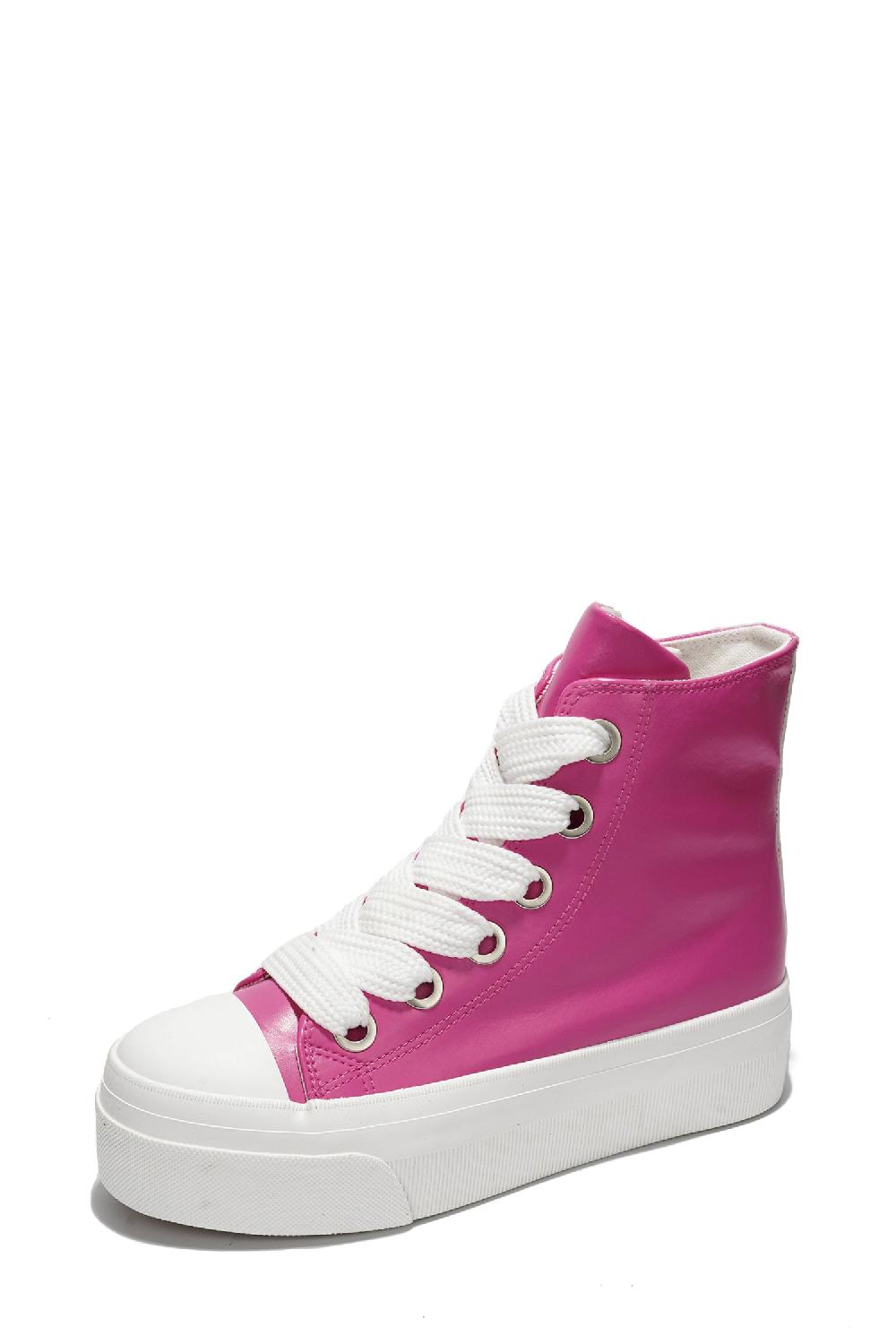Cape Robbin Zitella High-top Thick Lace Canvas Sneaker - Pink