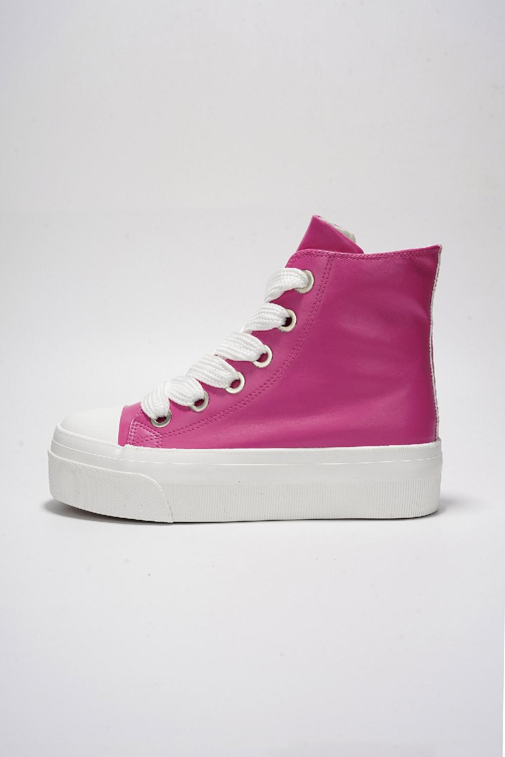 Cape Robbin Zitella High-top Thick Lace Canvas Sneaker - Pink