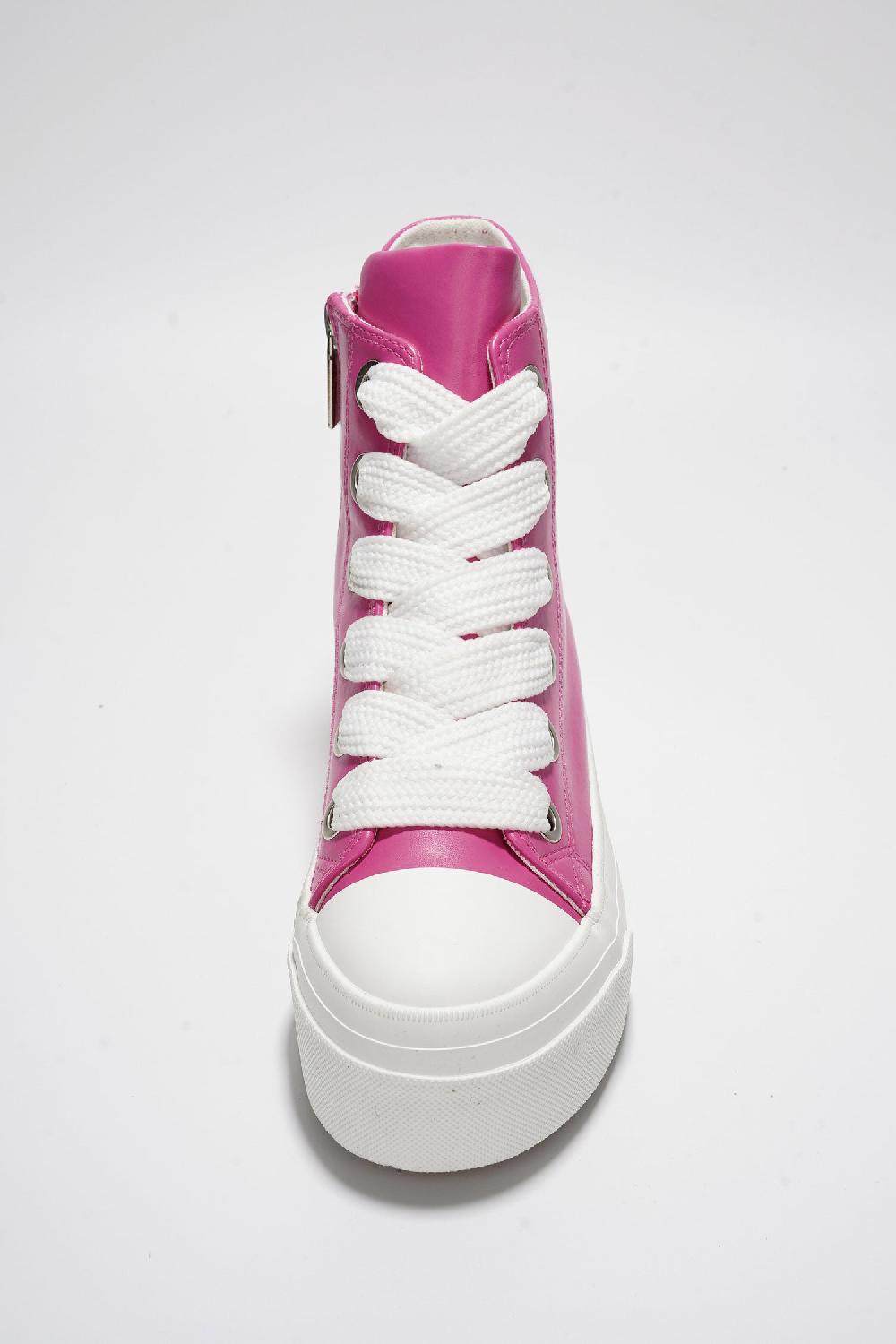 Cape Robbin Zitella High-top Thick Lace Canvas Sneaker - Pink