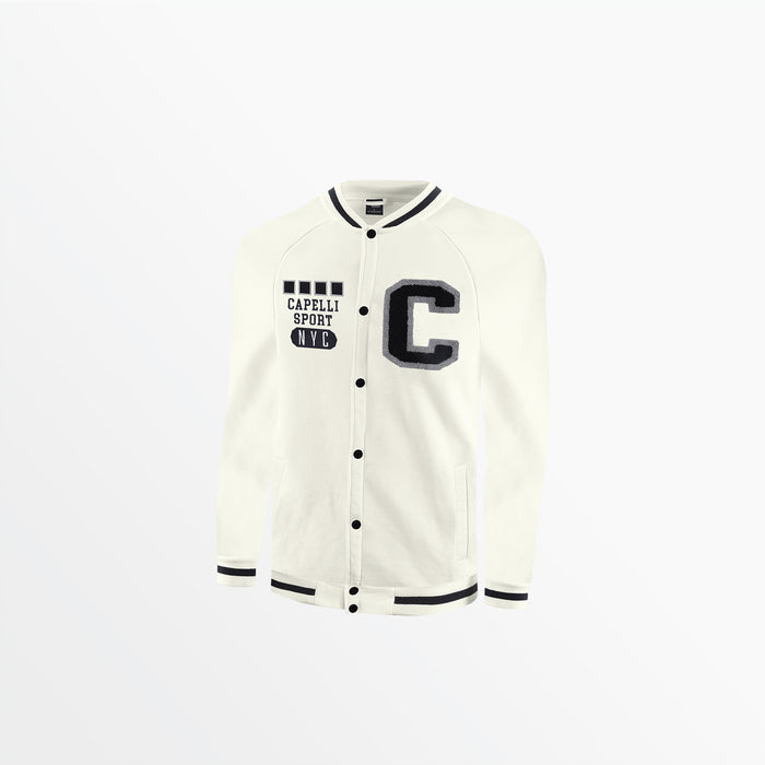 Capelli ADULT FLEECE COLLEGIATE BOMBER JACKET Coconut