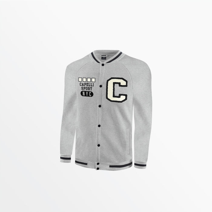 capelli ADULT FLEECE COLLEGIATE BOMBER JACKET Light Heather Grey