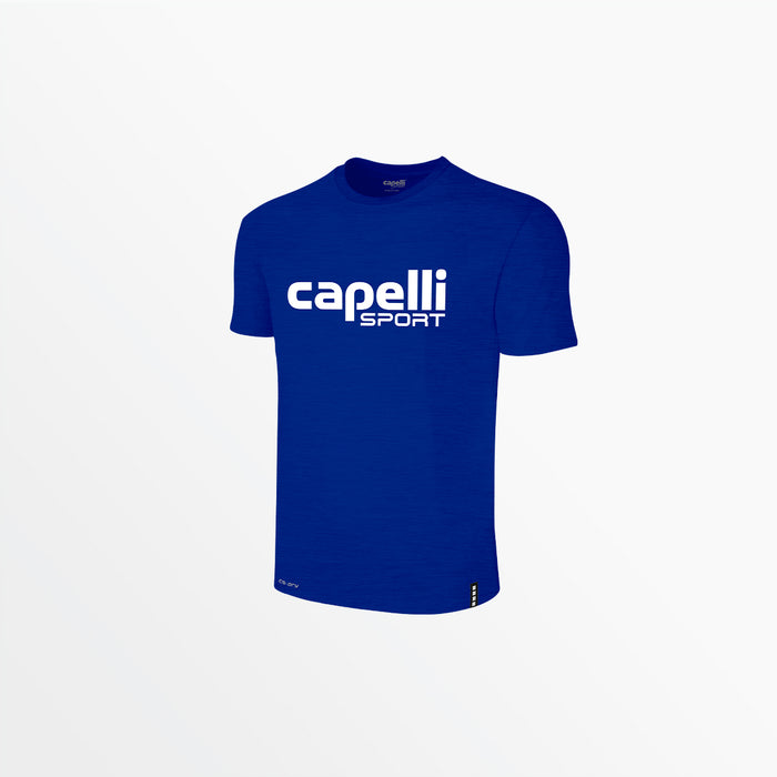 capelli ADULT LOGO CREW NECK POLY TEE Heather Royal Blue