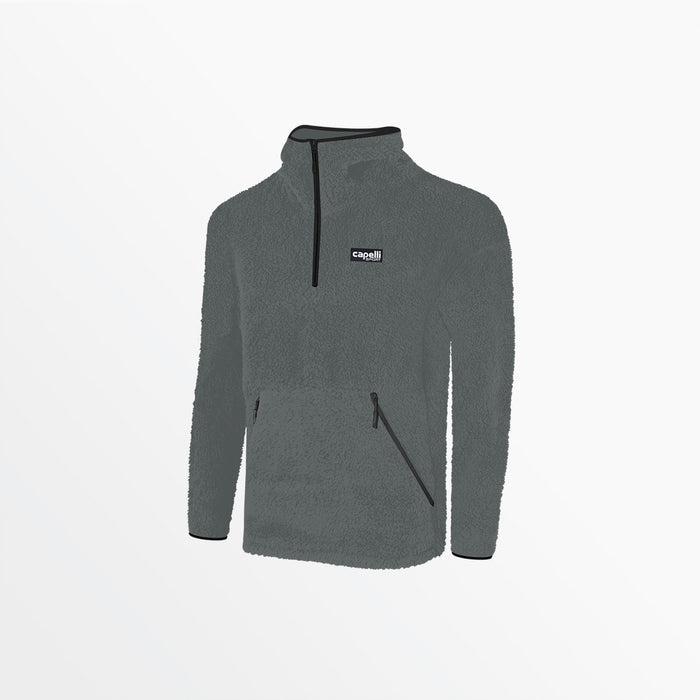 capelli ADULT QUARTER ZIP SHERPA HOODIE Medium Grey