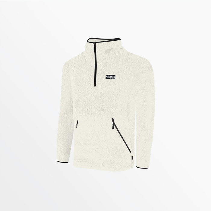 capelli ADULT QUARTER ZIP SHERPA HOODIE Coconut