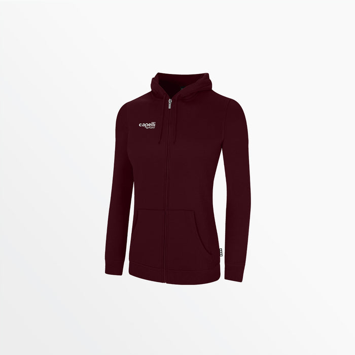 capelli WOMEN'S BASIC FLEECE ZIP UP HOODIE Maroon