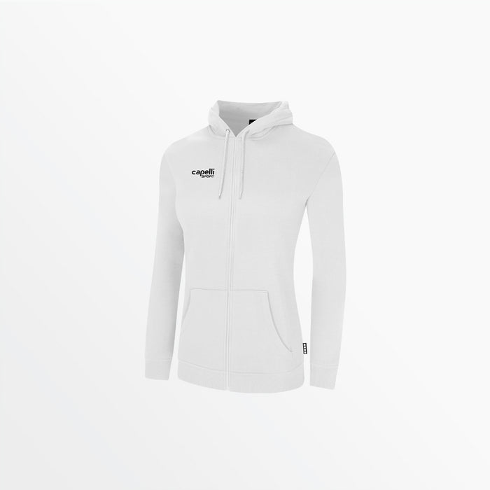 capelli WOMEN'S BASIC FLEECE ZIP UP HOODIE White