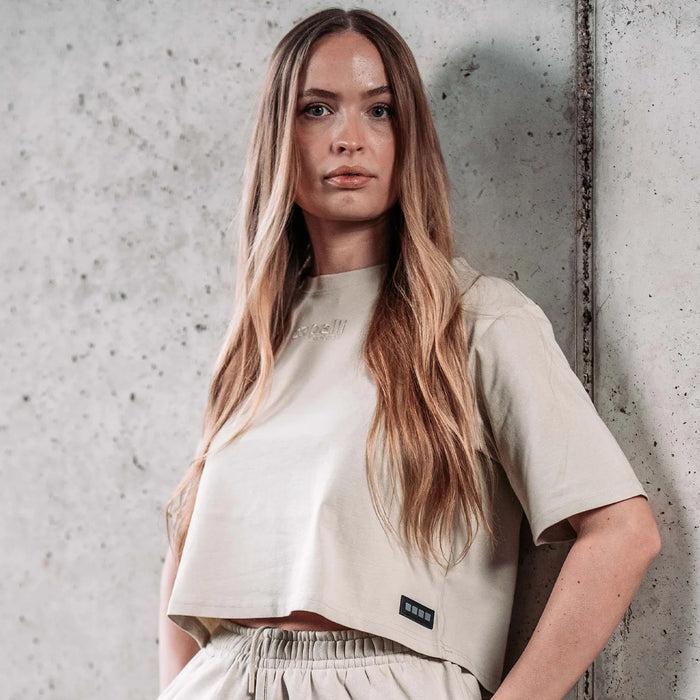 capelli WOMEN'S TONAL CROPPED OVERSIZED TEE Sand