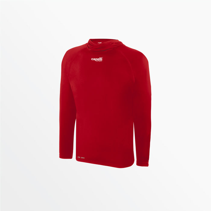 capelli YOUTH CLUB LONG SLEEVE POLY HOODED TEE Red