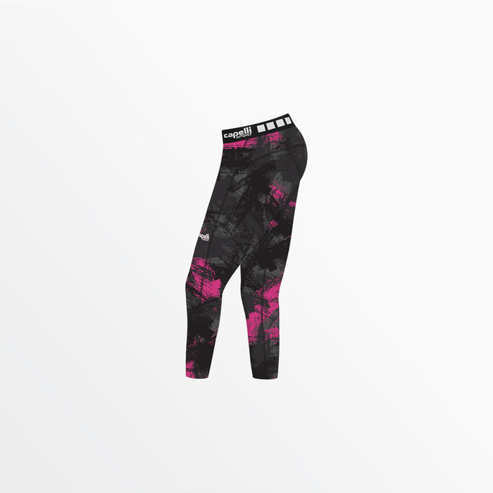 Capelli GIRL'S 3/4 CAMO STROKES PERFORMANCE TIGHTS Pink