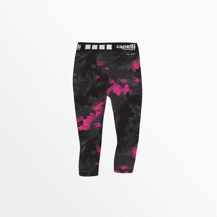 Capelli GIRL'S 3/4 CAMO STROKES PERFORMANCE TIGHTS Pink