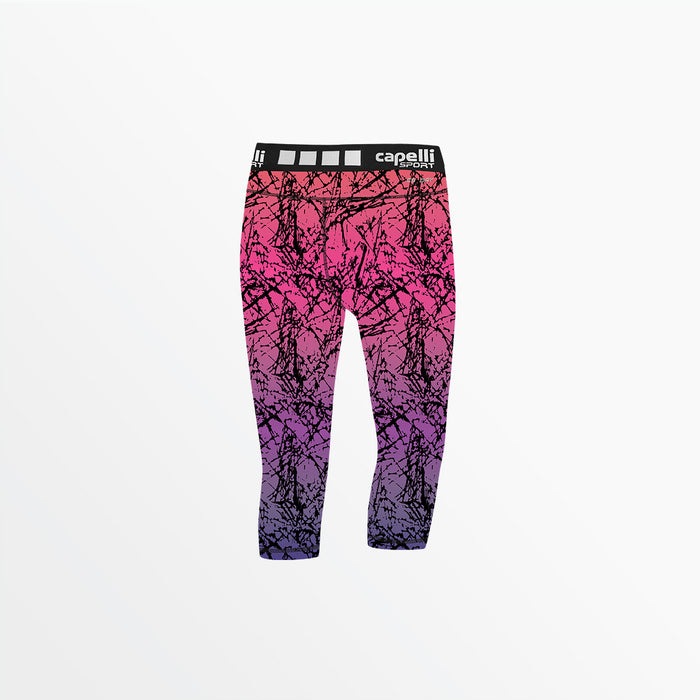Capelli GIRL'S 3/4 DISTRESSED OMBRE PERFOMANCE TIGHTS Neon Pink