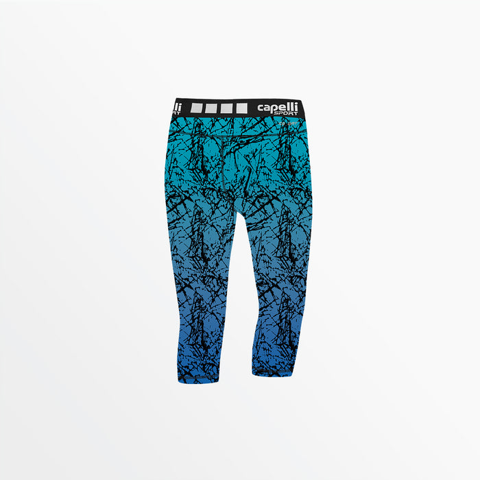 Capelli GIRL'S 3/4 DISTRESSED OMBRE PERFORMANCE TIGHTS Turquoise