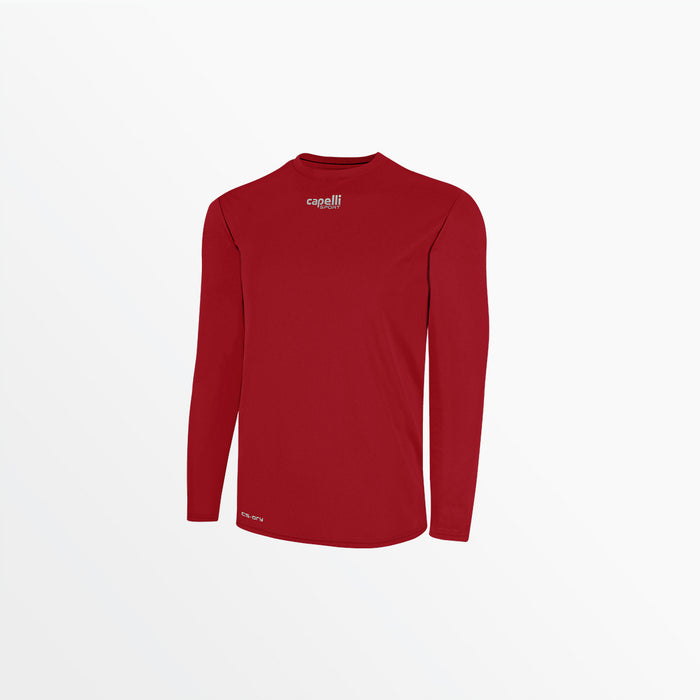 capelli MEN'S BASICS CREW NECK LONG SLEEVE POLY TEE Red