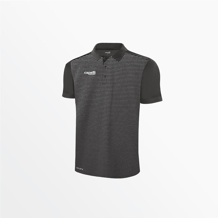 capelli MEN'S CLASSIC SMALL STRIPE POLY POLO Dark Grey