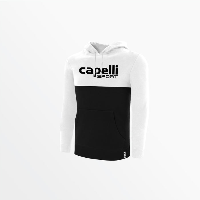 capelli MEN'S COLOR BLOCKED FLEECE PULLOVER HOODIE Black White