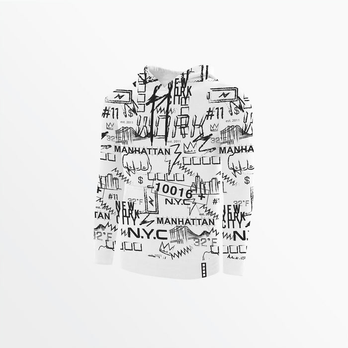 capelli MEN'S FLEECE GRAPHIC PRINT PULLOVER HOODIE White