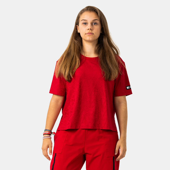 Capelli MTV WOMEN'S PUSH IT JACQUARD BOXY TEE Collegiate Red