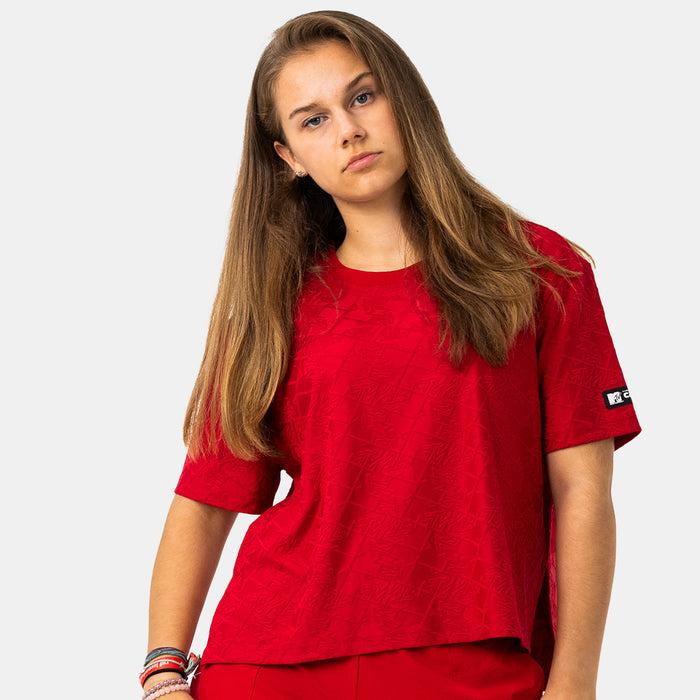 capelli MTV WOMEN'S PUSH IT JACQUARD BOXY TEE Collegiate Red