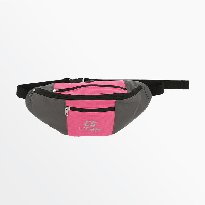 capelli WAIST PACK WITH ZIPPERED POCKED AND REFLECTIVE ACCENTS Neon Pink