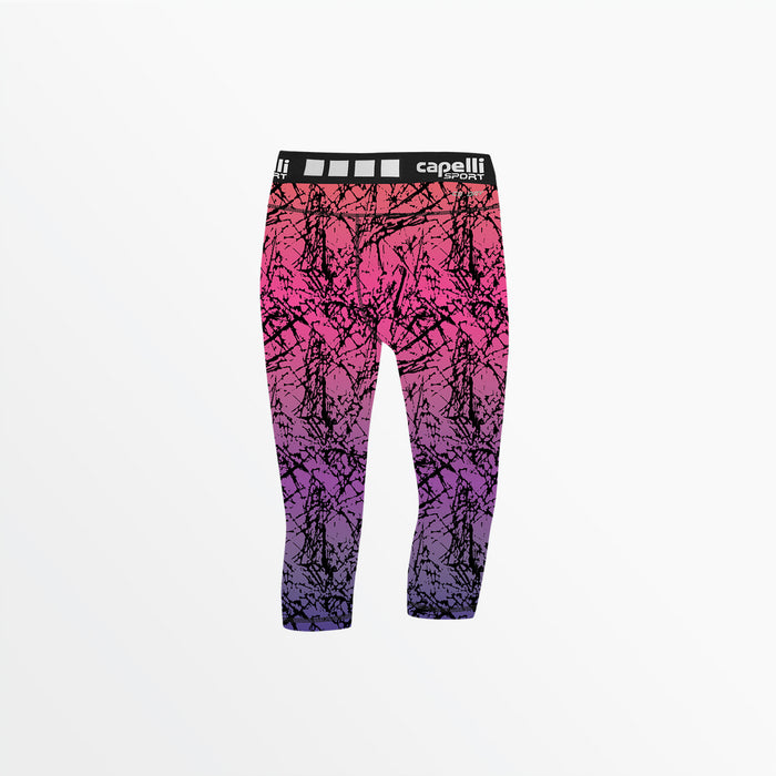 Capelli WOMEN'S 3/4 DISTRESSED OMBRE PERFORMANCE TIGHTS Neon Pink