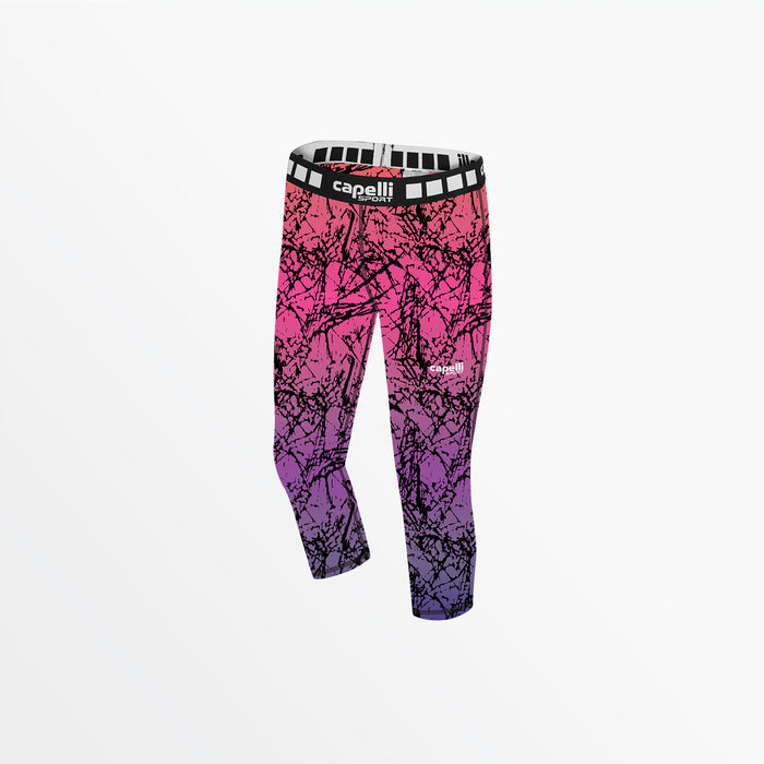 capelli WOMEN'S 3/4 DISTRESSED OMBRE PERFORMANCE TIGHTS Neon Pink