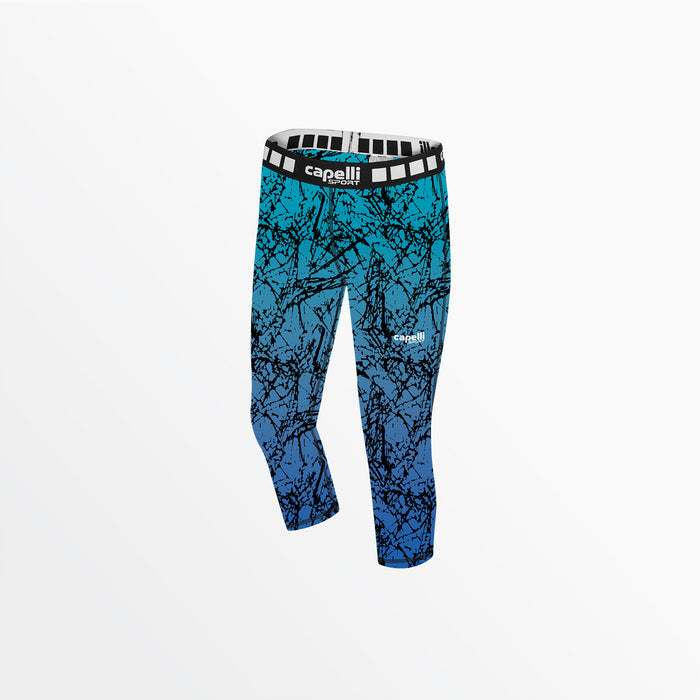 capelli WOMEN'S 3/4 DISTRESSED OMBRE PERFORMANCE TIGHTS Turquoise